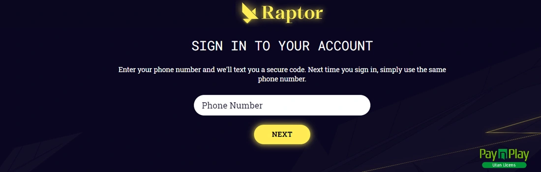 Registreringsprocessen på Raptor casino
