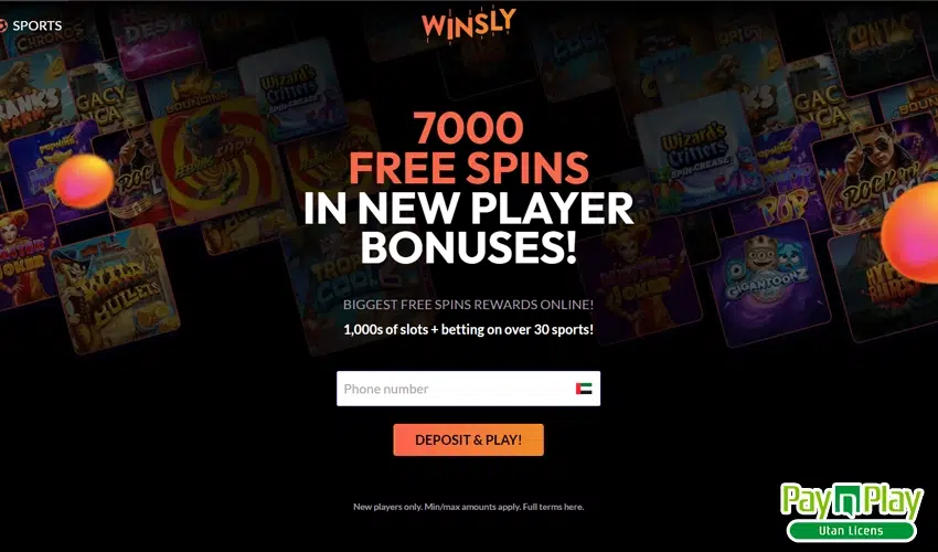 Winsly casino bonus 7000 freespins