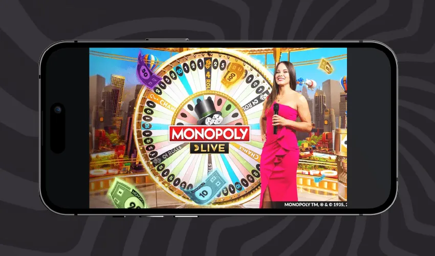 Spinero casino på mobilen. Monopoly live. Monopoly TM & 1935.