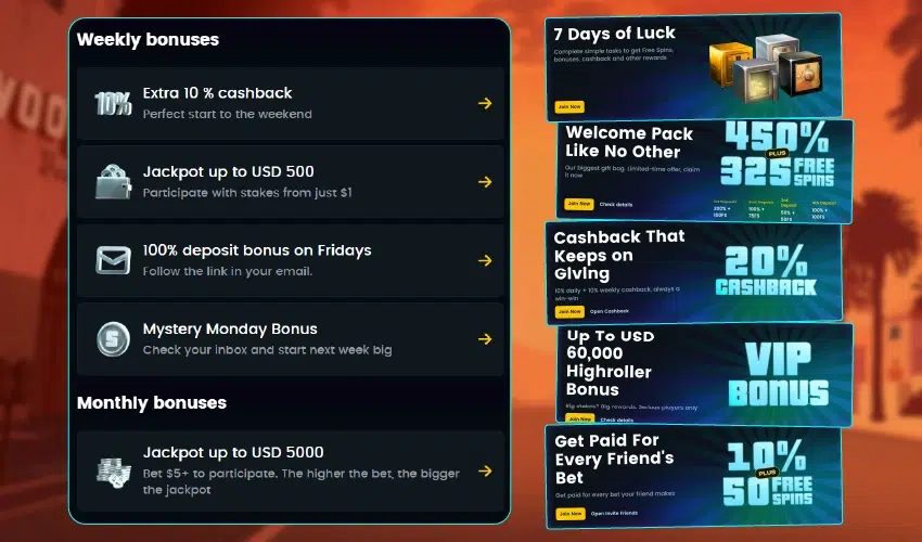 Snatch casino bonusar. Weekly bonuses 10% extra 10% cashback perfect start to the weekend ->
Jackpot up to USD 500, Participate with stakes from just $1 ->
100% deposit bonus on Fridays. Follow the link in your email. ->
Mystery Monday Bonus. Check your inbox and start next week big. ->
Monthly bonuses
Jackpot up to USD 5000, Bet $5+ to participate. The higher the bet, the higher the jackpot. 7 days of luck, welcome pack like no other, 450% plus 325 free spins. Cashback that keeps on giving, 20%. Up to USD 60,000 highroller bonus, VIP bonus, Get paid for every friend's bet, 10% plus 50 free spins.