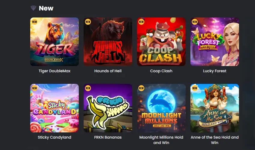 Spinline casino spelutbud. New, Tiger DoubleMax, Hounds of hell, Coop Clash, Lucky forest, Sticky candyland, FRKN Bananas, Moonlight millions hold and win, Anne of the sea hold and win