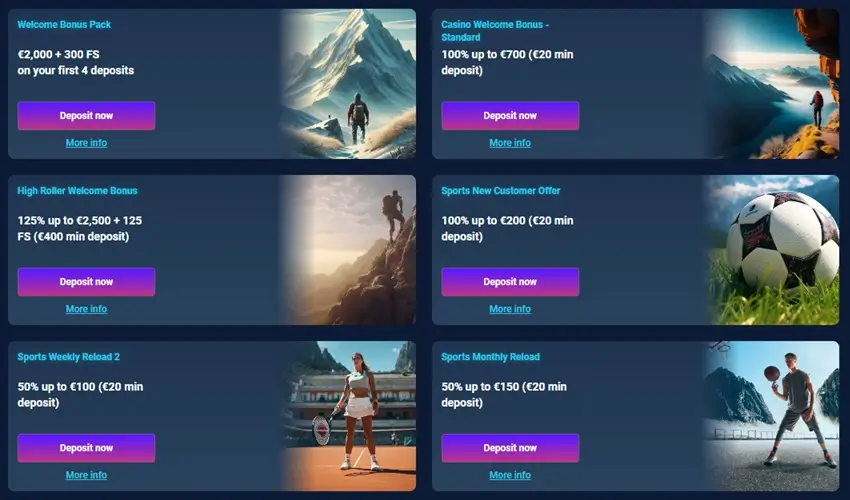 Wintopia casino bonusar. Welcome bonus pack. €2,00 + 300 FS on your first 4 deposits. Deposit now. More info. Casino welcome bonus - standard. 100% up to €700 (€20 min deposit). Deposit now. More info. High roller welcome bonus. 125% up to €2,500 + 125 FS (€400 min deposit), Deposit now, more info. Sports new customer offer, 100% up to €200 (€20 min deposit), deposit now. More info. Sports weekly reload 2, 50% up to €100 (€20 min deposit). Deposit now, more info. Sports monthly reload, 50% up to €150 (€20 min deposit), deposit now, more info.