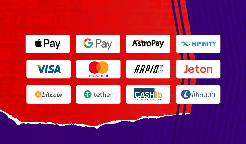 55bet casino betalningsmetoder. Apple Pay, Google Pay, Astropay, Mifinity, Visa, Mastercard, Rapid Transfer, Jeton, Bitcoin, Tether, Cashlib pay cash online, Litecoin