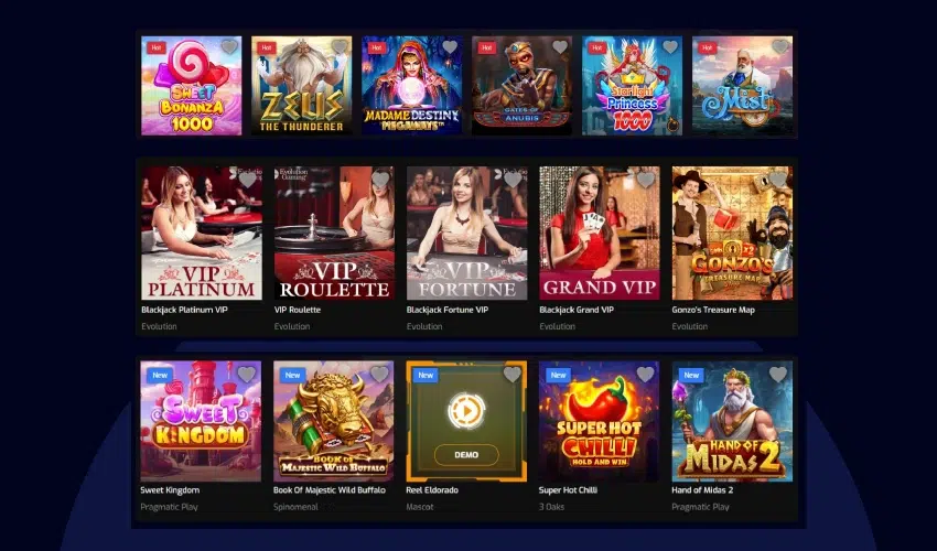 Hugo casino spelutbud. Sweet bonanza 1000, Zeus the thunder, Madame Destiny Megaways, Gate of anubis, Starlight Princess 1000, Mist, VIP Platinum, Blackjack Platinum VIP, Evolution, VIP Roulette, VIP Roulette, Evolution, VIP Fortune, Blackjack Fortune VIP, Evolution, Grand VIP, Blackjack Grand VIP, Evolution, Gonzo's Treasure Map, Evolution. Sweet Kingdom, Pragmatic Play, Book of Magestic Wild Buffallo, Spinomenal, Reel Eldorado, demo, Mascot, Super Hot Chilli hold and win, 3 Oaks, Hand of Midas 2, Pragmatic Play.