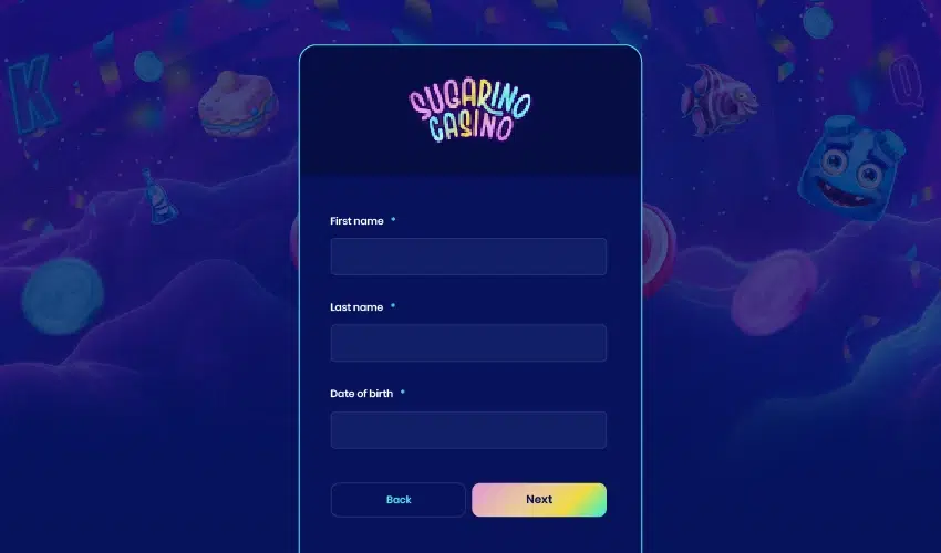 Sugarino casino 
First name
Last name
Date of birth 
Back Next 