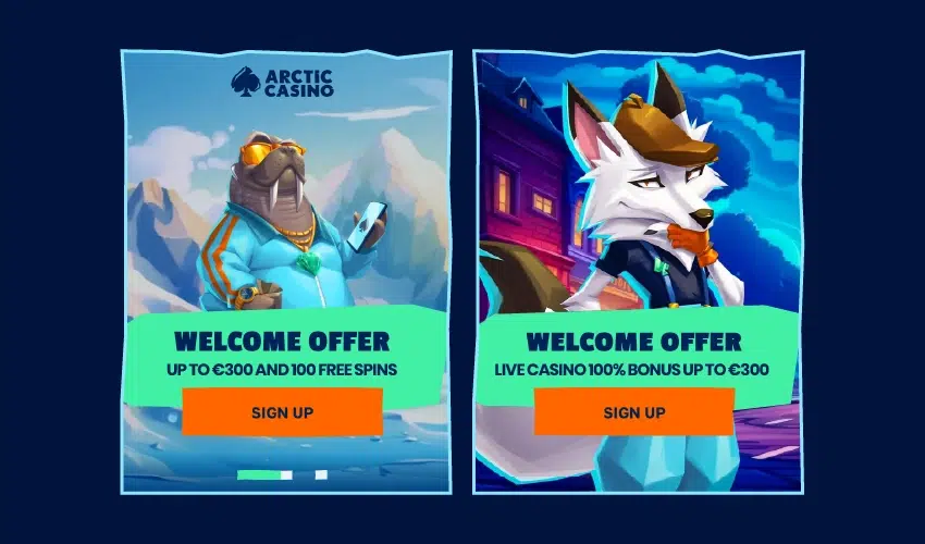 Arctic casino bonusar. Welcome offer up to €300 and 100 free spins. Sign up. Welcome offer Live casino 100% bonus up to €300 Sign up. 