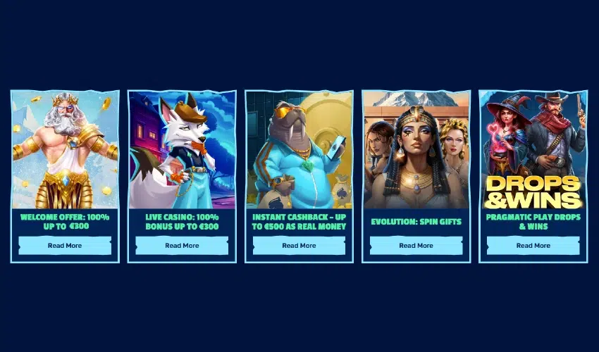 Arctic casino bonusar. Welcome offer: 100% up to €300 Read more
Live caisno: 100% up to €300 Read more 
Instant Cashback - Up to €500 As real money Read more 
Evolution: Spin Gifts Read more 
Drops & Wins Pragmatic Play Drops & Wins Read more